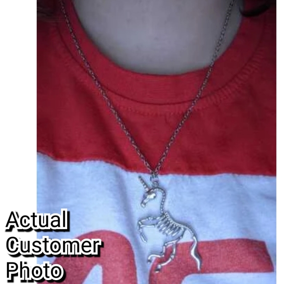Pale Horse Skeleton Unicorn Horse Necklace Spooky Season Approved! - Picture 9 of 11